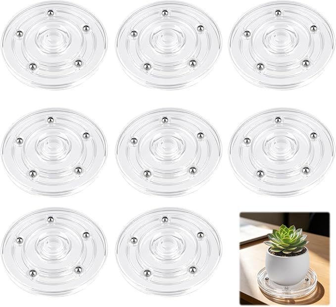 8 PCS 4 Inch Lazy Susan Turntable, Acrylic Turntable Bearings Hardware, Cake Stand Turntable, Small Lazy Susan, Round Swivel Plate for Kitchen Spice Rack Table Cake (Transparency)