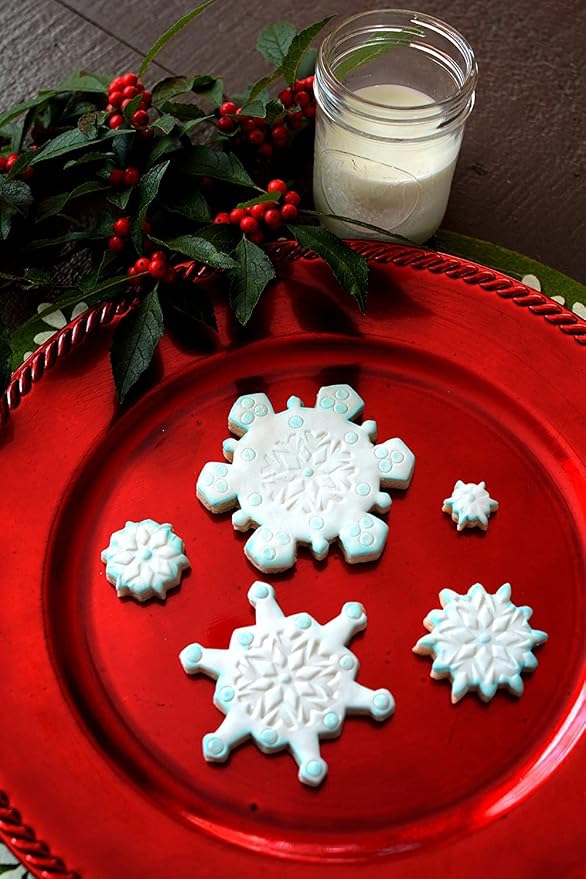 R&M International Snowflake Cookie and Biscuit Cutters, Assorted Sizes, Bright Colors, 5-Piece Set