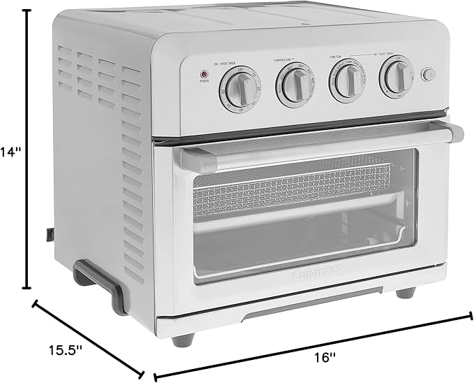Cuisinart Convection Toaster Oven Airfryer Combo, 6-in-1 1800 Watts, XL Capacity Convection Oven with 60-Minute Timer/Auto-Off for Toast, Bake or Broil, Stainless Steel, CTOA-122