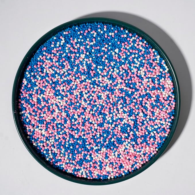Nonpareils Edible Pearl Sprinkles for Cake Decorations, Baking, Ice Cream, Cookies, Cupcake Topper 2mm White Sugar Pearls for Cake Decorating (130g/4.6oz)1 Bottle (2mm pink blue purple)