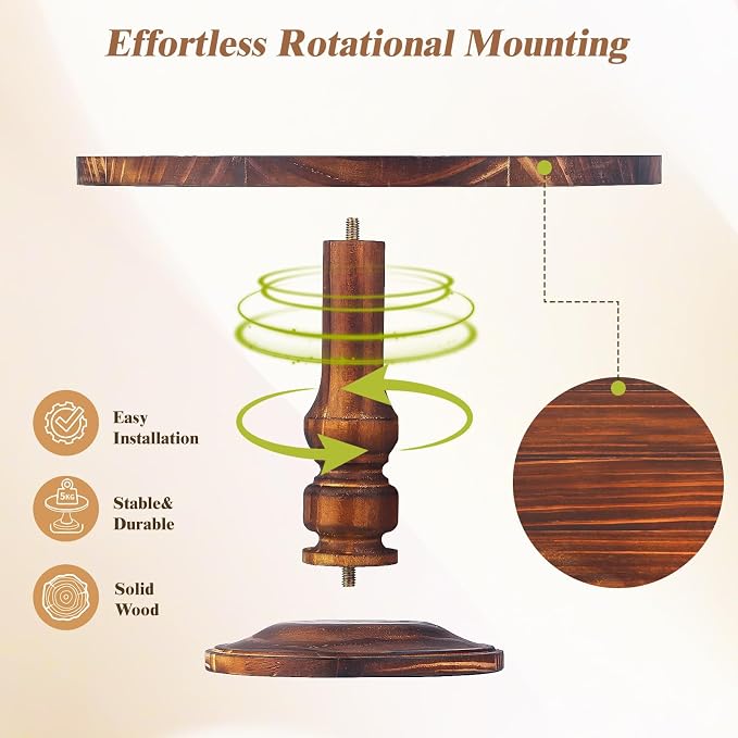 Wisreach Rustic Wooden Cake Stand Set of 3 — Farmhouse Tiered Cupcake Display, Dessert Pedestals & Serving Trays for Weddings, Birthdays, and Parties
