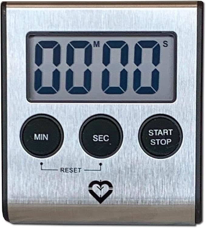 Premium Stainless Steel Digital Kitchen Timer – Ultra-Strong Magnetic Back, Fold-Out Desk Stand, Effortless One-Touch Setup, Extra-Loud Alarm, Oversized Display, Auto Memory, Auto Shut-Off (1)