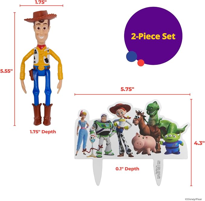 DecoSet® Disney and Pixar Toy Story 4 Team Toy Cake Topper, 2-Piece Decoration Set for Creating Playful Cakes