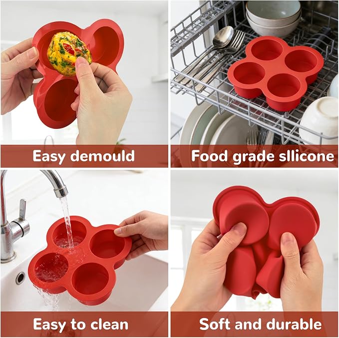 Air Fryer Silicone Egg Molds 2 Pcs Silicone Egg Bite Molds Air Fryer Muffin Pan for Baking Round Muffin Cupcake Pans Eggs Bite Maker Nonstick Airfryer Baking Mold Cake Pan for Tart Bread Hamburger Bun