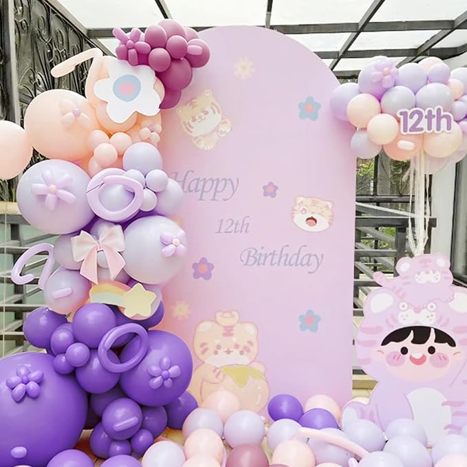 MEBAY Dusty Purple Balloon Garland Kit, 166Pcs Pastel Lavender and Macaron Orange Balloons for Girls Women Princess Wedding Baby Shower Birthday Party Decorations Supplies