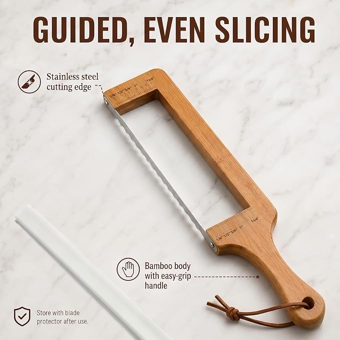 Bread Slicer for Homemade Bread Sourdough,Bread Knife with Scoring Tool | 304 Stainless Steel Bread Cutter, Serrated Bread Slicer with Ergonomic Handle, Easy to Clean Bread Knife with Bread Lame