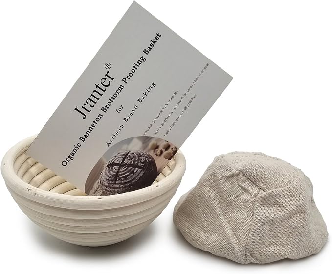 5 Inch Round Banneton Bread Proofing Basket 2 pcs Natural Rattan Cane Brotform Handmade& Linen Liner Cloth