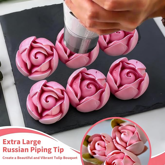 Extra Large Stainless Steel Russian Piping Tips, Floral Icing Nozzles for Cake Decorating, Pastry Cupcake Frosting & Flower Decoration, Baking Cake Decorating Supplies Kitchen Gadgets XL40