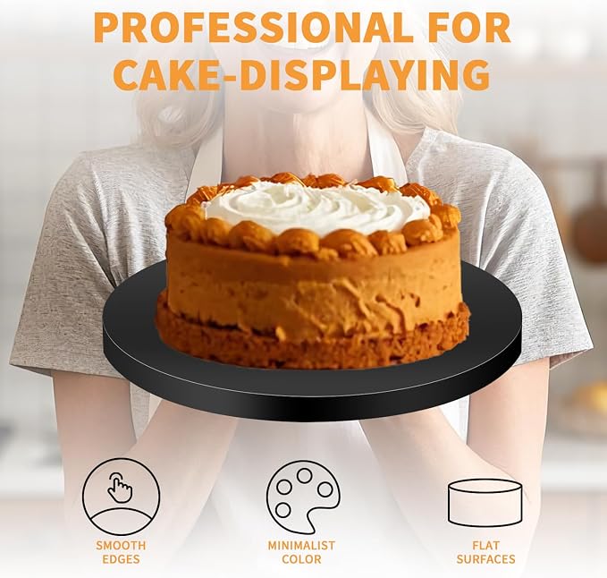 10packs Cake Boards 12 Inch Round,1/2" Thick Cake Drum, Cake Board Food Grade Cake Base, White Cake Cardboard Circles Bases para Pasteles for Wedding & Party & Pizza Desserts（Black 12inch/10pcs）