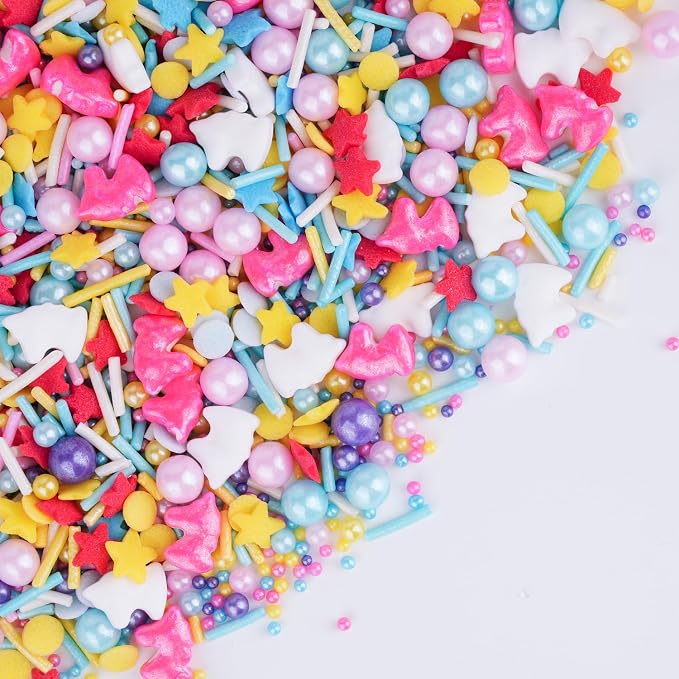 Unicorn Sprinkles for Cake Decorating Edible Blue Pink Pearls Sugar Sprinkles Mix for Baking, Cookies Cupcake and Cake Topper Ice Cream 4.6 Ounces