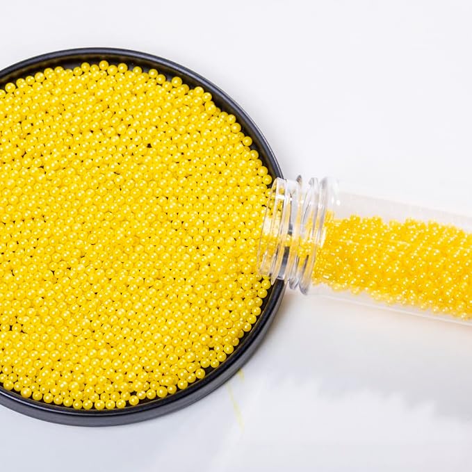 Yellow Sprinkles Edible Pearl Sprinkles,Cake Sprinkles130g 4.6OZ,Cookie sprinkles,Sugar Pearl, Edible Candy Pearls for Cake Cupcake Decorationg (4mm-Yellow)