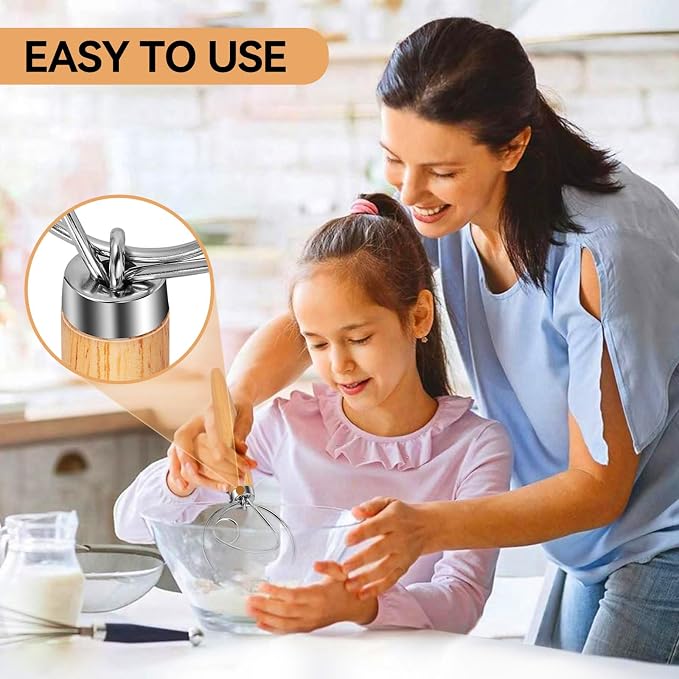 TEEVEA Danish Dough Whisk 13 Inch | Material: food grade stainless steel wooden handle; Use: mix sourdough bread dough; Feature: rust proof; Scene: home baking