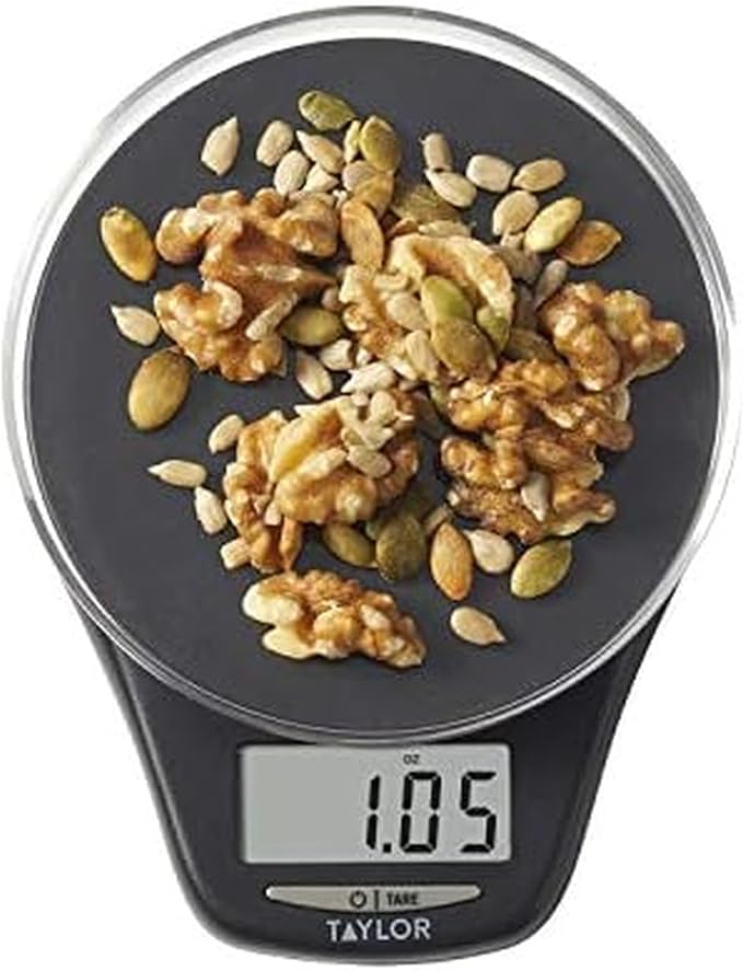 Taylor 4.4lb Precision Digital Kitchen Scale with Weighing Tray, 4.4 pound capacity, Black