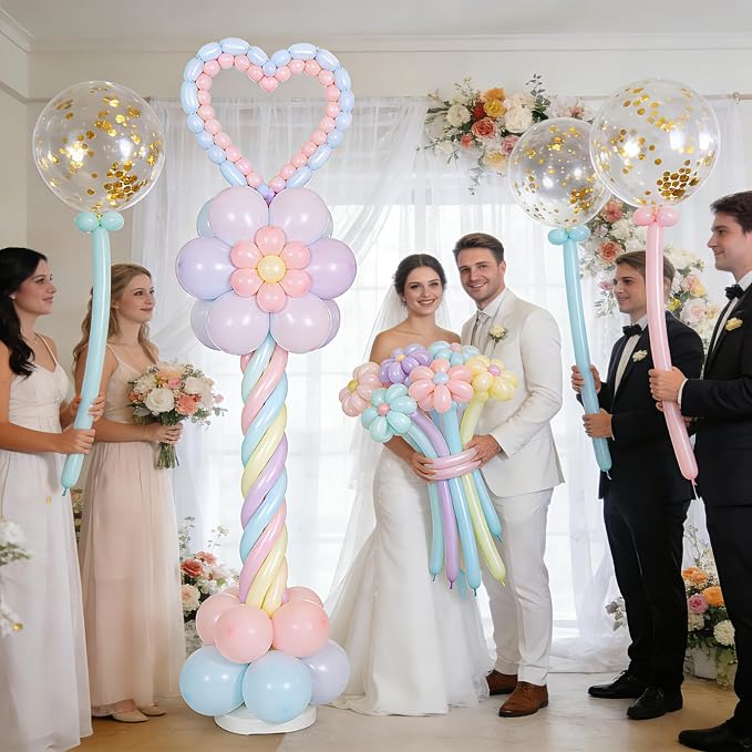 200 Pcs 260 Balloons, Pastel Long Latex Twisting Balloon Macaron Animal Balloon for Birthday Wedding Festival Party