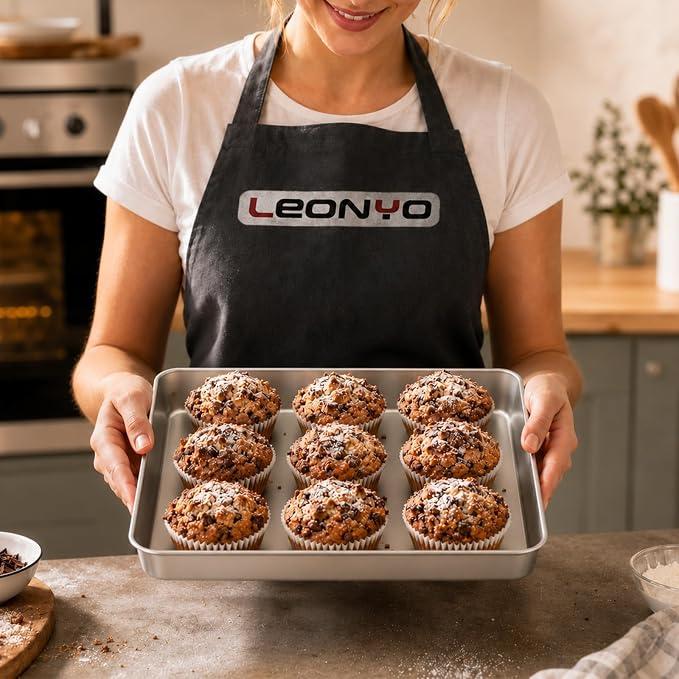 Leonyo 4 Pack Stainless Steel Lasagna Pan, 9.3 x 7 Inch Bakeware Cake Pan for Baking, Rectangle Baking Trays Sheet for Commercial Kitchen, Focaccia Bread, Casserole Dish - 2 Inch Deep