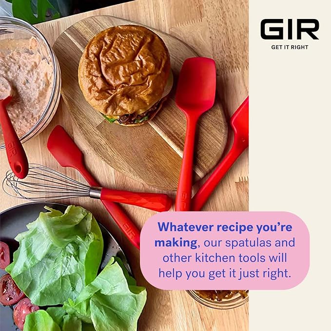 GIR: Get It Right Silicone Kitchen Spatula - Non-toxic Cooking Utensils for Nonstick Cookware, Cooking and Baking, Skinny - 11IN - Red