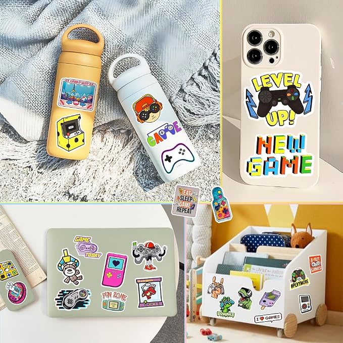 100 Pcs Game Controller Vinyl Stickers for Adult Men Aged 20+, Gaming Stickers for Laptops, Water Bottles, and Personal Items