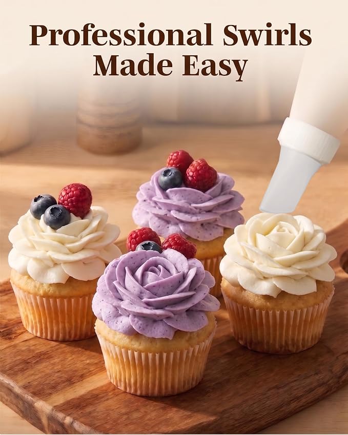 Reusable Plastic Piping Tips Standard Size Petal Tip #104 100 Pack with 2 Couplers Flower Icing Nozzle for Cake Decoration, Dessert Design Baking Supplies Piping Bags Base Ø 0.75"Height 1.25"
