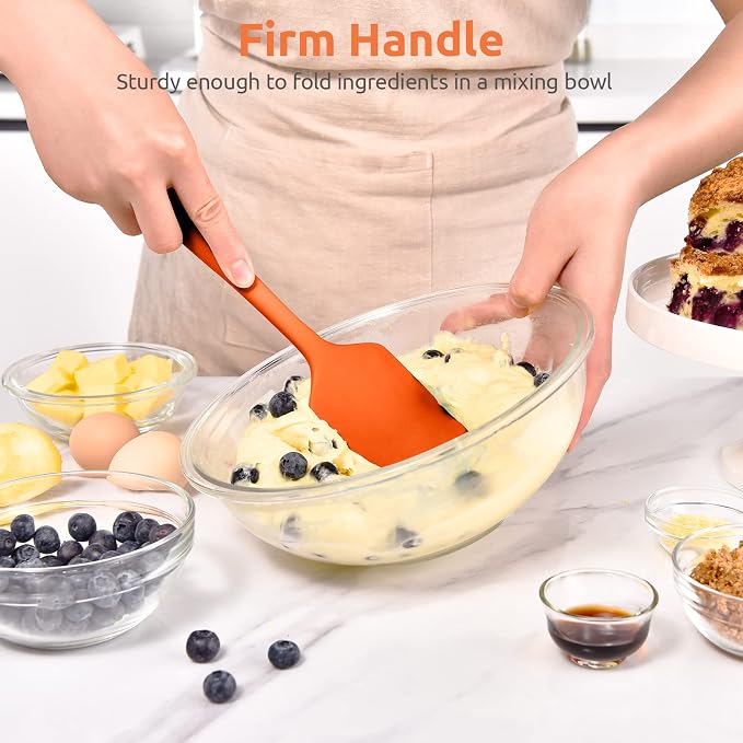 U-Taste Flat Spatula & Spoon Spatula: 11.38in 600ºF Heat Resistant Silicone Bowl Scraper, Flexible Rubber Kitchen Cooking Mixing Utensil with Upgraded Non-Stick Surface (Set of 2, Orange)