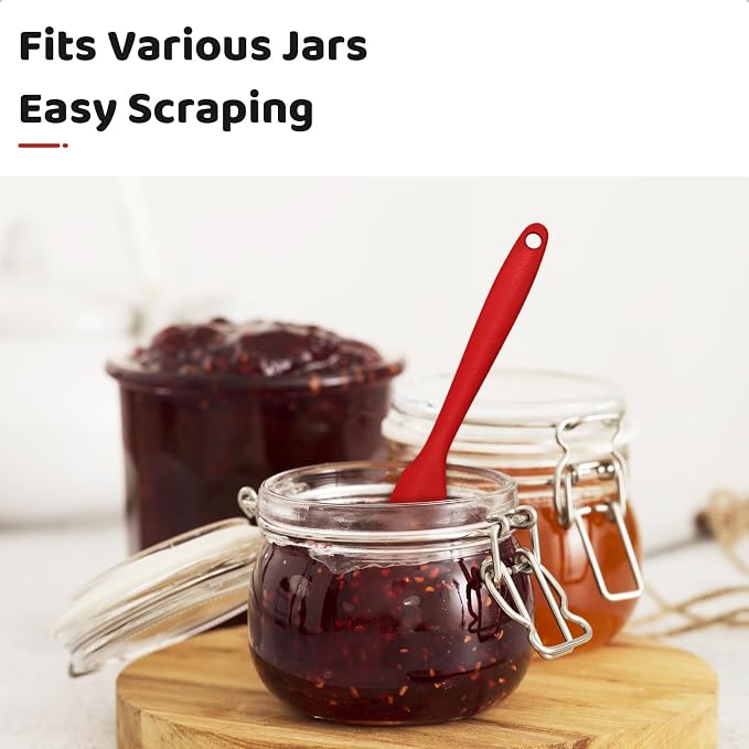 MOJOTORY Silicone Jar Scraper with Long Handle | Jam Spreader, For Peanut Butter, Kitchen Spatula, For Baking and Cake Icing