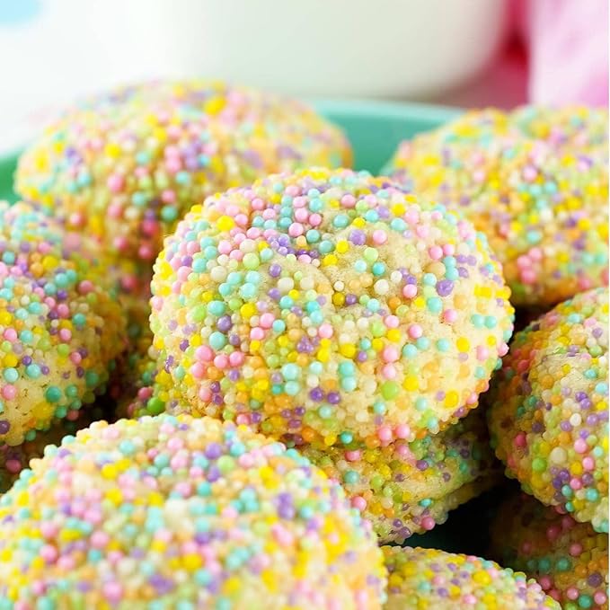 Pastel Nonpareils Sprinkles 7oz Edible Easter Spring Sprinkles for Cake Decorating, 2mm Mini Pearls Candy Rainbow Nonpareils for Cookie Cupcake Topper, Baking, Ice Cream, Easter Supplies
