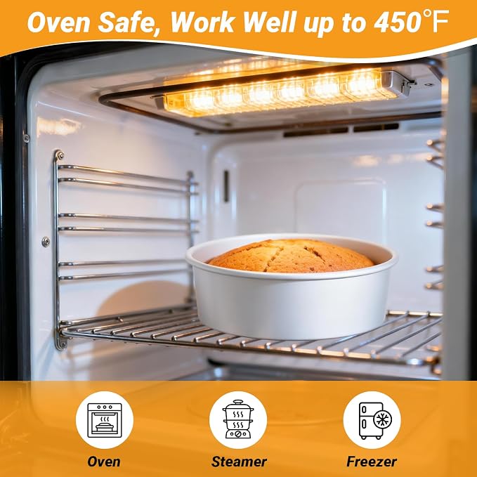 Beasea 10 Inch Cake Pans, 3 Pack Aluminum Alloy Large Round Cake Pan with Removable Bottom, Baking Layer Cheesecake Tin Mold for Wedding Birthday Party