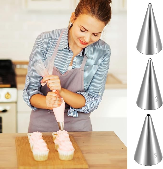 3 Pcs Small Piping Tips Round Icing Tips Set Cookie Decorating Tip for Frosting Nozzles for Detail Writing,Cookie Cupcake Decorating Pastry
