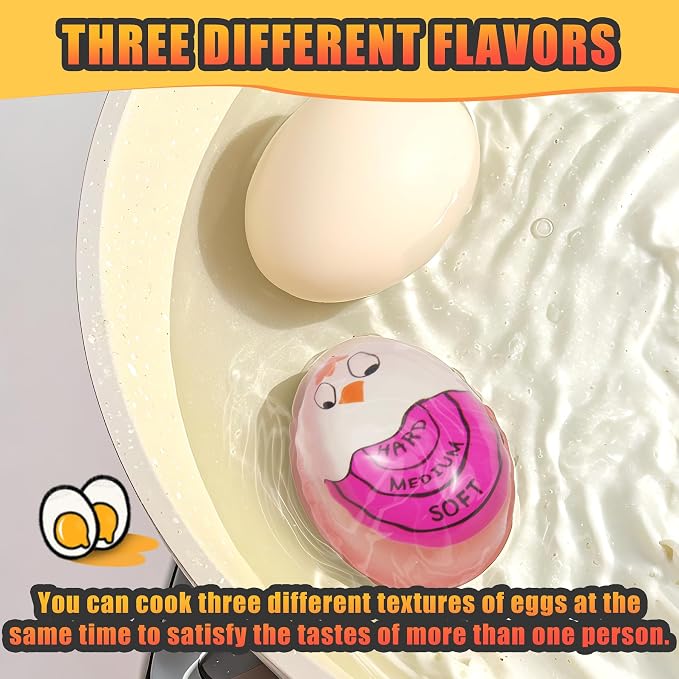 Egg Timer for Hard Boiled Eggs Soft Boiled Color Changing Indicator Tells When Eggs are Ready, Purple 2pcs