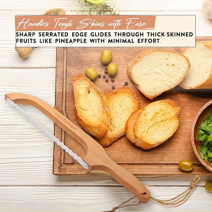 Bread Slicer For Homemade Bread, Sourdough Knife, Bow Design, Scoring tools, Dough Cutter, Baguette, Cake Sliced, Sour Dough, Loaf, Manual Slice, Left and Right-Handed Knives Perfect Rounds 16 Inch.