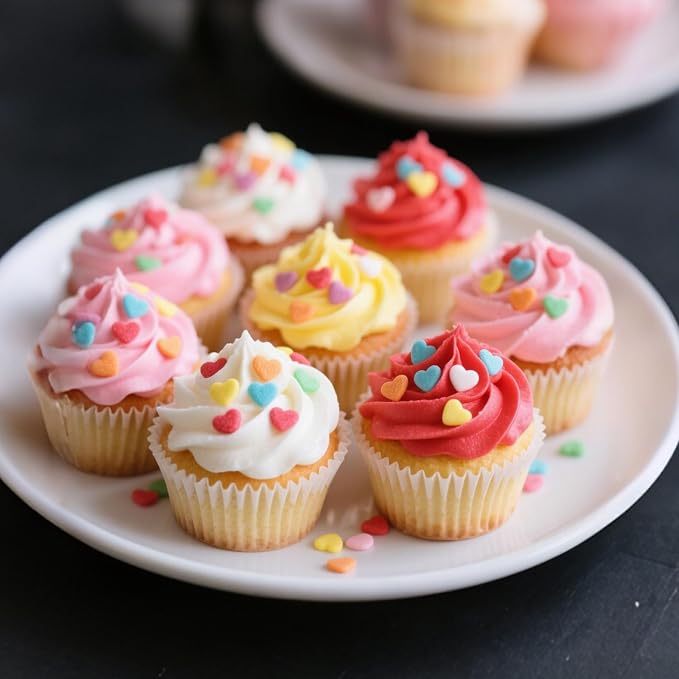 Edible Confetti Sprinkles,Colorful Heart-Shape Cake Decoration,Rainbow Round Candy for Cake Decorating,Pastel Sprinkles for Desserts Baking,Perfect For Birthday Party,Festival Day Baking Supplies