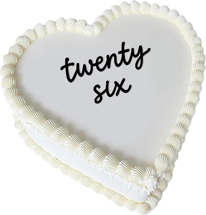 Twenty Six Cake Topper, 26th Birthday Cake Decoration for Women, Cute Script Acrylic Flat Cake Topper, Aesthetic Heart Cake Decor for Birthday Party (twenty six)