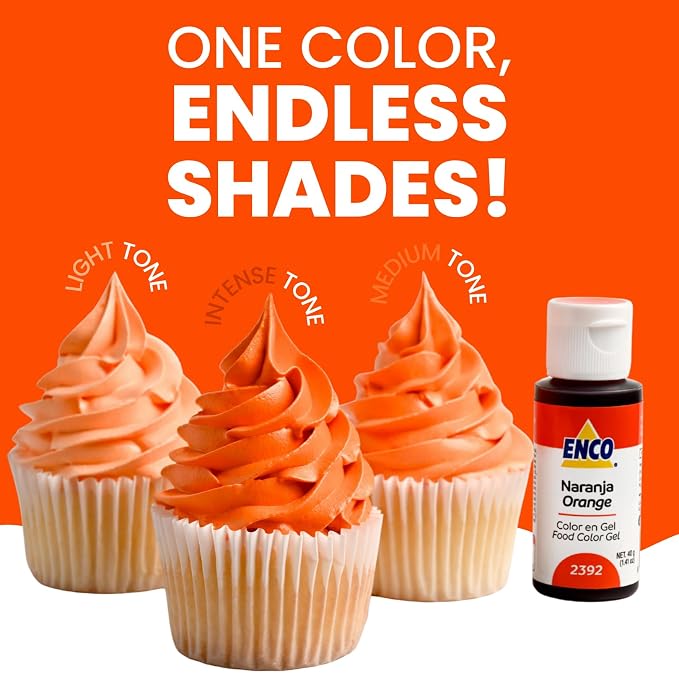 ENCO Food Coloring Gel Orange 1.41 oz (40g) Concentrated, Vegan