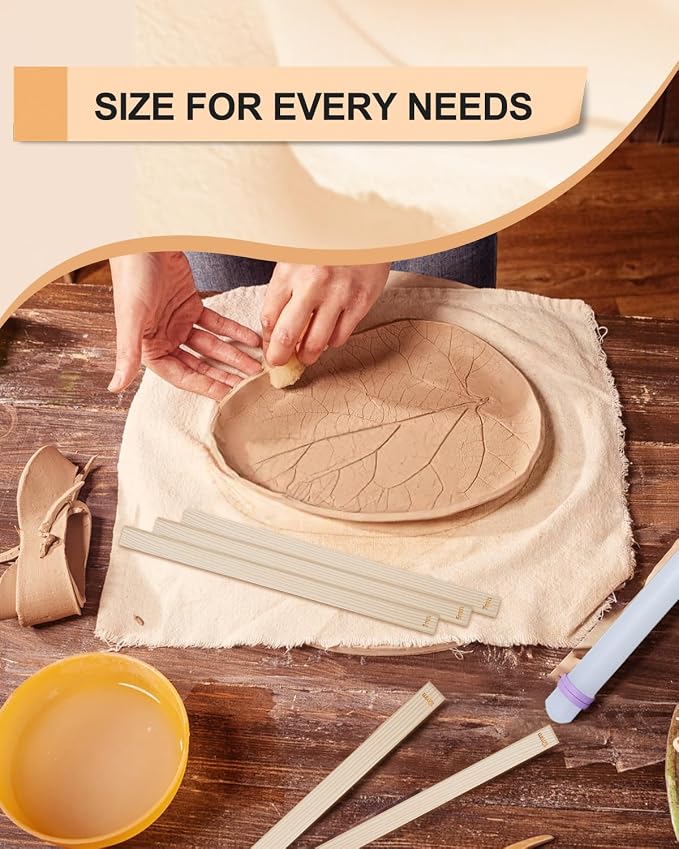 eZAKKA Pottery Teaching Rolling Mud Stick Guide, 12.9inch Pottery Tools with Clay Slab Roller & Clay Guides Sticks, 10+1Pcs