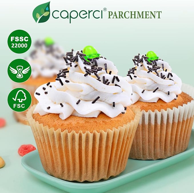Caperci Parchment 200pcs Jumbo Muffin Liners for Baking - White Paper Large Cupcake Liners for Jumbo Muffin Pan, Balanced Non-Stick/Excellent Grease-proof, Odorless, Food Grade (White)