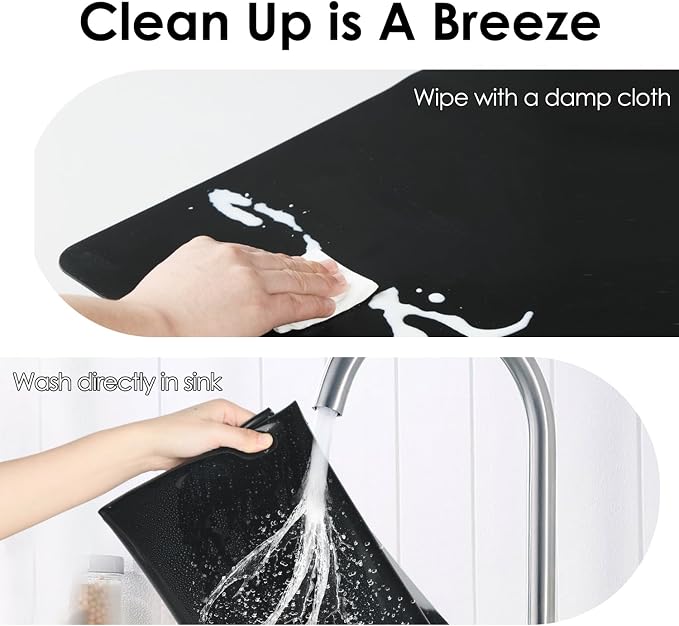 Thick(2MM) Extra Large Silicone Mat For Kitchen Counter 39.4"x23.6" Silicone Table Mat For Resin Workbench Mat Heat Resistant Mat Coffee BarMat, Black