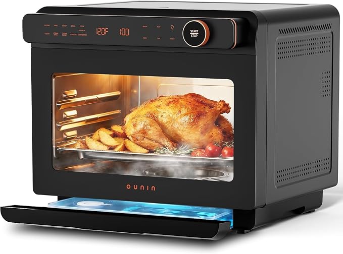 OUNIN 24L Steam and Air Fryer Combo Countertop Oven,11-in-1 Convection Baking and Steam,Bake,Broil,Dehydrate,304 Stainless Steel,Fast Cooking with Precise Electronic Temperature Control,for Gifting