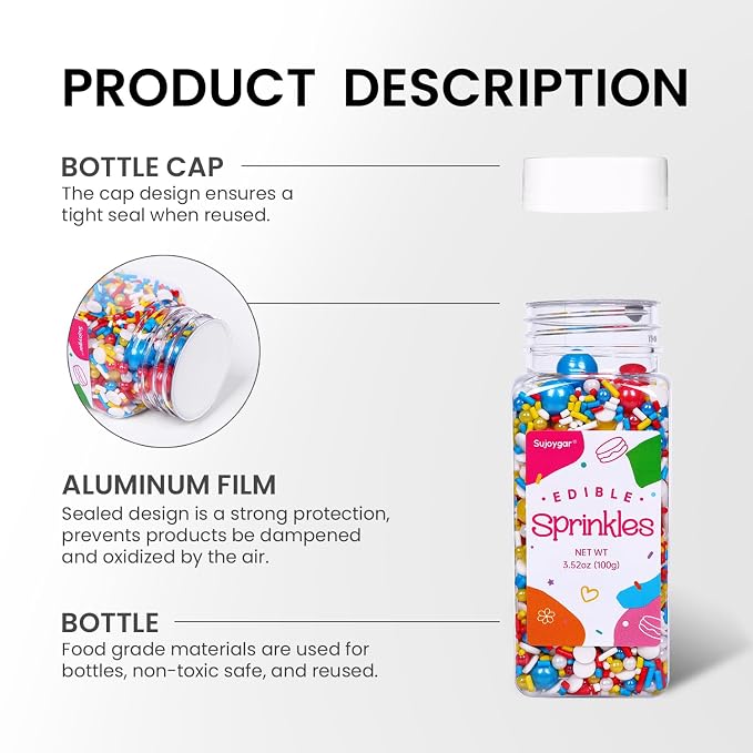 Purple Sprinkles for Cake Decorating, 3.52oz Edible Star Sprinkles, Cupcake Sprinkles, Baking Sprinkles, Ice Cream Sprinkles, Cookie Sprinkles