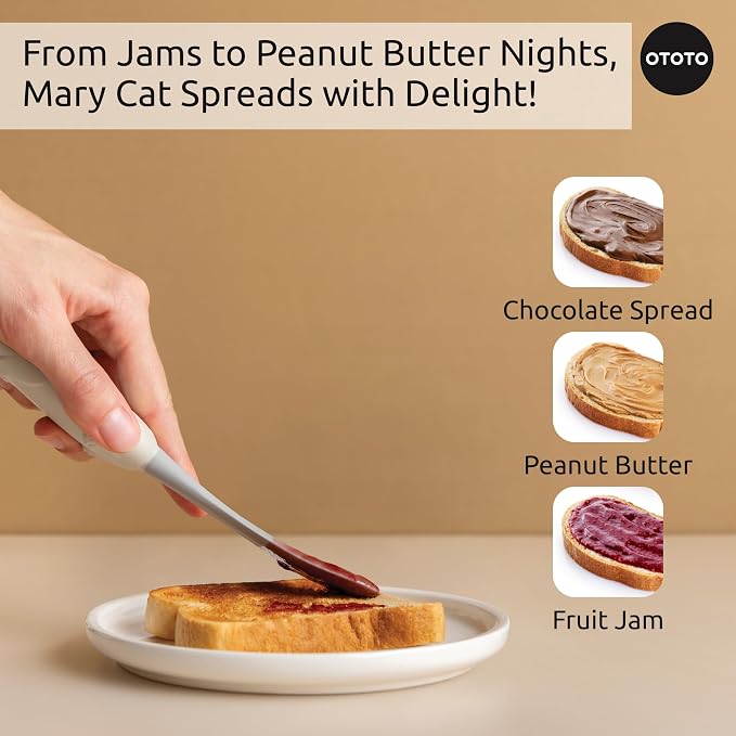 OTOTO Jar Scraper Spatula - Silicone Scraper, Cute Kitchen Accessories, Unique Fun Cooking Kitchen Gadgets for Foodies - BPA-free & 100% Food Safe (Mary Cat)