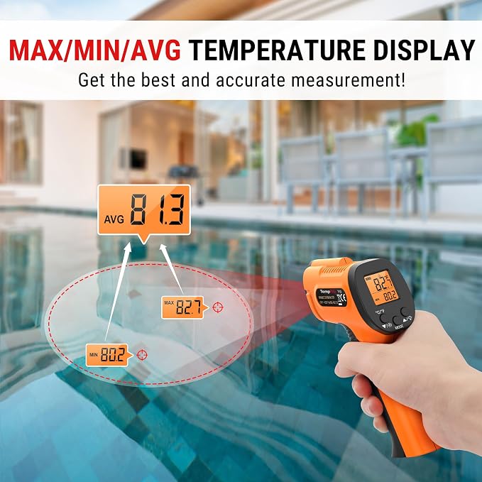 TempPro TP30 Infrared Thermometer Gun, Laser Thermometer for Cooking, Pizza Oven, Griddle, Engine, HVAC, Temperature Gun with Adjustable Emissivity & Max Measure -58°F ~1022°F, Gift for Dad Husband