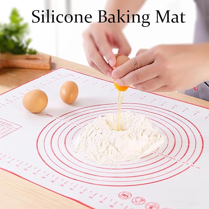 3 Piece Plastic Dough Scraper, Food Grade Trapezoidal Bread Scraper Set with Silicone Baking Mat, Multipurpose Kitchen Bowl Scrapers for Bread Cake Fondant Icing Cream Pizza Making