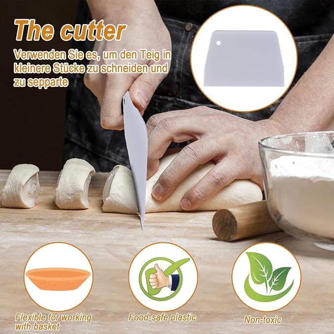 Sourdough Bread Baking Supplies, 2 Pack Banneton Bread Proofing Basket with Liners- 10" Round & 8" Oval, Brotform Proofing Baskets Ideal for Sourdough and Artisan Bread Making