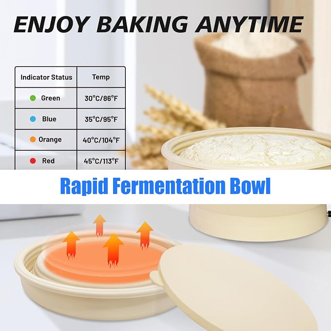 Space Saving Advanced Temperature Controlled Bread Proofing Bowl Sourdough Fermentation Tool Foldable Dough Bowl Electric Yeast Proofer