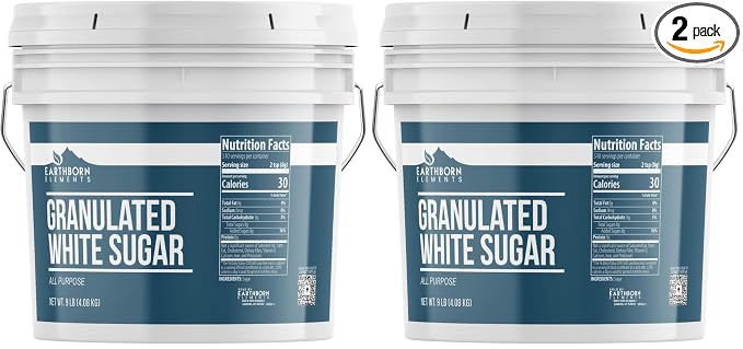 Earthborn Elements Granulated White Sugar 1 Gallon Bucket, Baking and Kitchen Staple, Non GMO (Pack of 2)