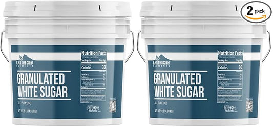 Earthborn Elements Granulated White Sugar 1 Gallon Bucket, Baking and Kitchen Staple, Non GMO (Pack of 2)
