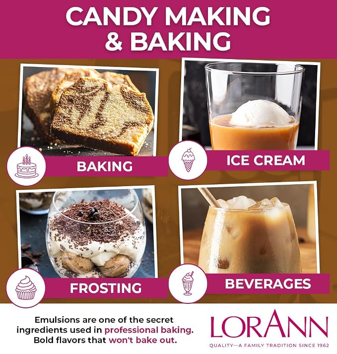 LorAnn Oils Coffee Bakery Emulsion: True Essence, Ideal for Boosting Fruit Tones in Cakes, Cookies & Desserts, Gluten-Free, Keto-Friendly, Extract Substitute Essential for Your Kitchen, 16 Oz