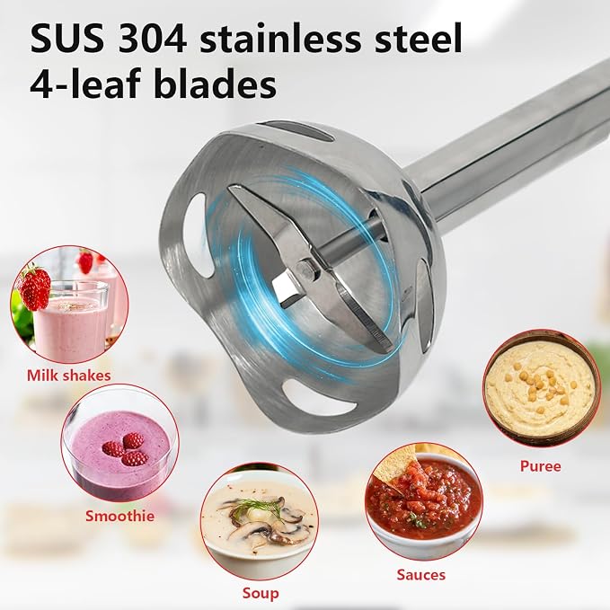 Liebe&Lecker Immersion Hand Blender 300W Handheld Electric Stick Blender | 2 Speed Stainless Steel Handheld Blender, Small Soup Blender Smoothie Maker, Zero BPA Food Processor Kitchen Appliances