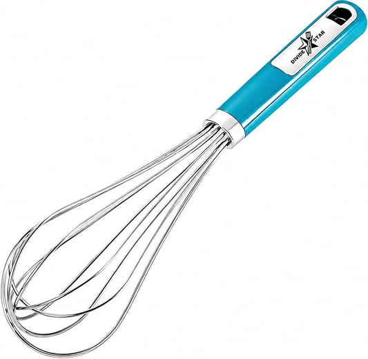 Stainless Steel Whisk 12 Inch Large Balloon, Turquoise | Heavy-Duty Hand Mixer, Ergonomic Handle, Food Grade Kitchen Tool for Eggs, Batter & Cream, Dishwasher Safe, For Baking