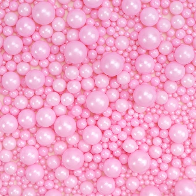 Dazzjoy Edible Pink Pearl Sprinkles, Valentines Sugar Sprinkles for Cake Decorating, 130g/4.58oz, Cake Decorations, Birthday Holiday Party Supplies
