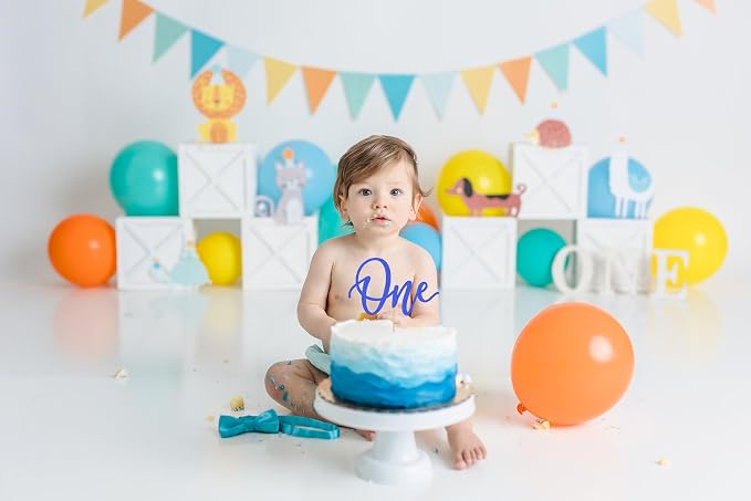 MYAMPED First Birthday Cake Topper - Glitter Dark Blue One Sign 1st birthday Cake Decorating Supplies, Suitable for Baby Shower Favors, Gender Reveal, Birthday Party or Photo Booth Props (Dark Blue)