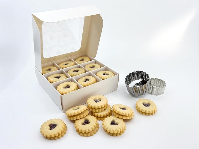Treat Boxes - 20 ct 5 x 5 x 1.57 in Bakery Boxes with Windows and Dividers for Candy, Cookies, Cupcakes, or Bakery Desserts - Chocolate, Treats, and Baked Goods Packaging for Gifting